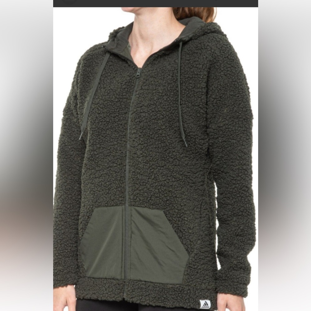 Adidas olive green Sheerpa fleece